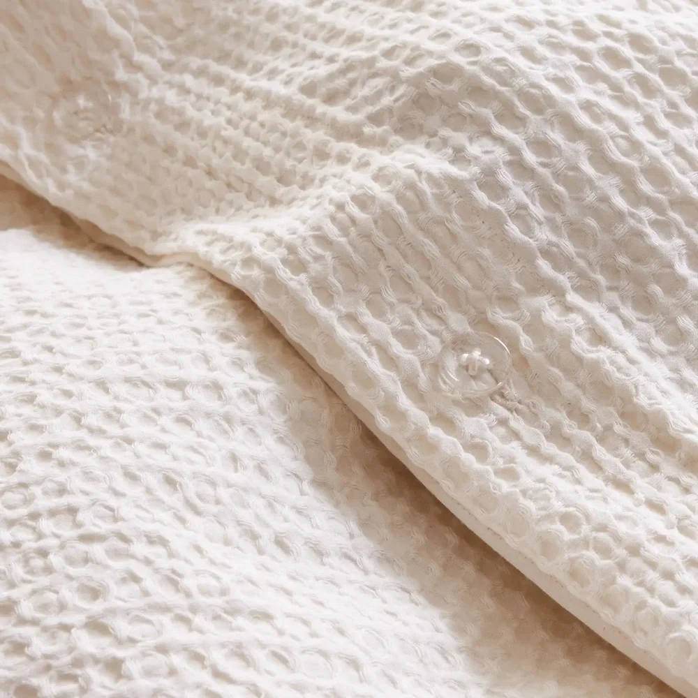 🌿S-O-L-D🌿QUINCE Organic Luxe Honeycomb Duvet Cover Set Twin Undyed 3972